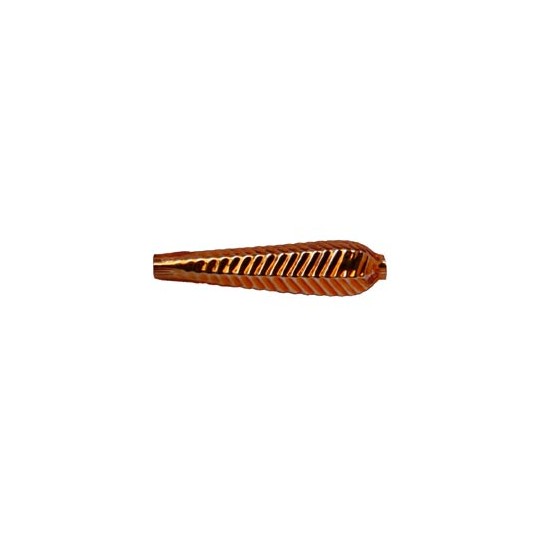 6 Copper Long Ribbed Drop Glass Beads 1.25" ~ Czech Republic