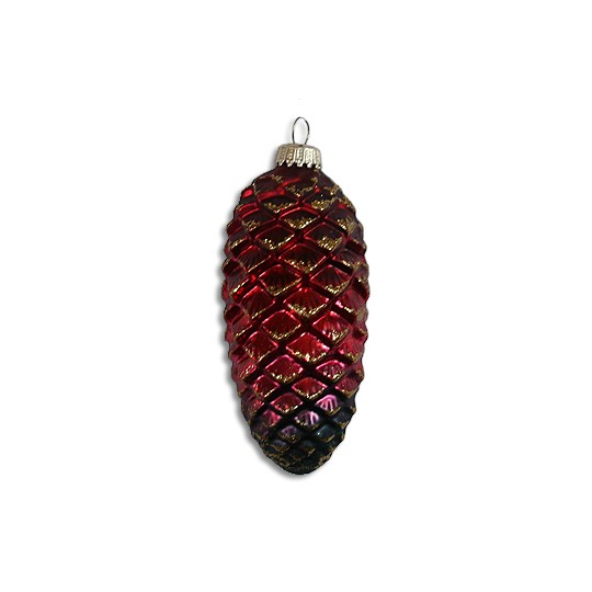 Large Red Ombre Blown Glass Pine Cone ~ Germany