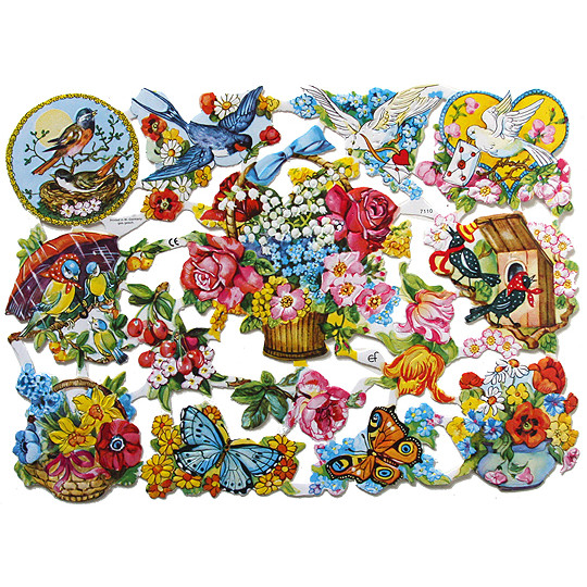 Flowers, Birds & Butterflies Scraps ~ Germany