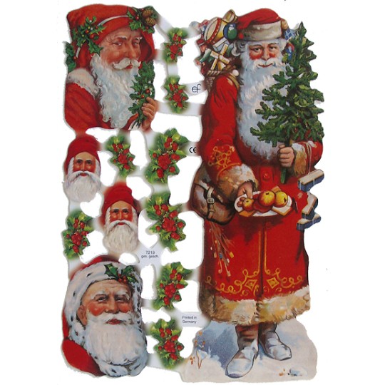 Santa and Holly Christmas Scraps ~ Germany