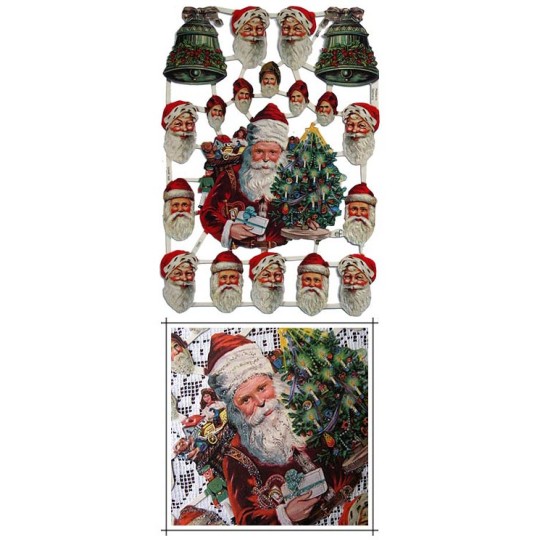 Santa & Bells Scraps with Glitter ~ Germany