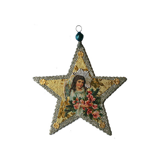 Fancy Silver Glass Glitter Angel Star