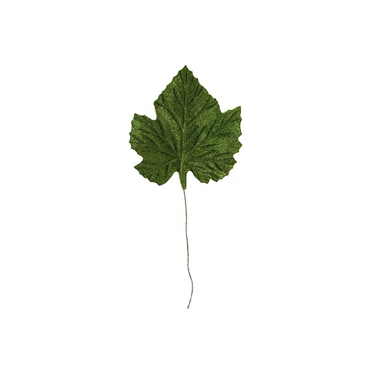 6 Green Embossed Velvet Maple Leaves ~ Vintage Japan