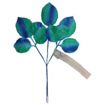 Sprig of Green & Blue Ombre Rose Leaves ~ Vintage Germany