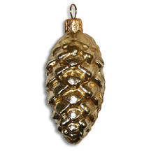 Yellow Gold Blown Glass Pine Cone ~ Poland