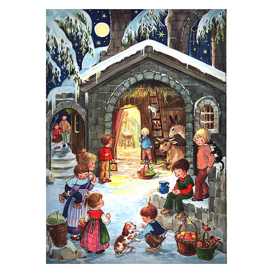 Nativity with Children Vintage Style Advent Calendar