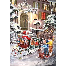 Santa in Sleigh Vintage Style Advent Calendar