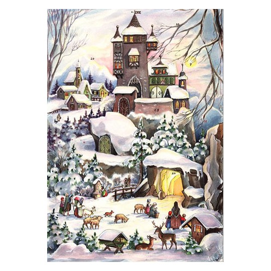 Snowy Castle Vintage Style Advent Calendar