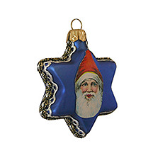 Vintage Santa on Matte Blue Glass Star