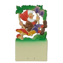 Gnome on Swing Pressed Paper Cut Out ~ Germany ~ 7-1/4" tall