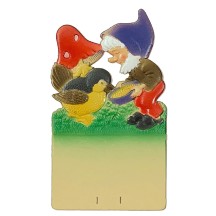 Gnome Feeding Bird Pressed Paper Cut Out ~ Germany ~ 7-1/4" tall