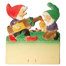 Gnomes with Wine Bottle Pressed Paper Cut Out ~ Germany ~ 7-3/8" tall