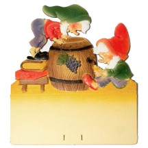 Gnomes with Wine Barrel Pressed Paper Cut Out ~ Germany ~ 7-3/8" tall
