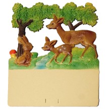 Deer and Bunny Pressed Paper Cut Out ~ Germany ~ 7-3/8" tall