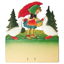 Girl with Geese Pressed Paper Cut Out ~ Germany ~ 7-3/8" tall