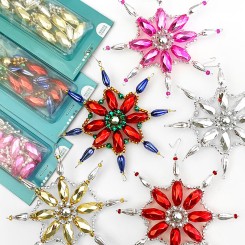 Fancy Snowflake Glass Bead Ornament ~ Craft Project Kit Assembly Tutorial + Custom Color Variations