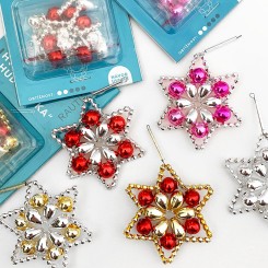 Flower Star Glass Bead Ornament ~ Craft Project Kit Assembly Tutorial + Custom Color Variations