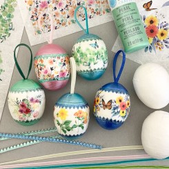 Decoupage Floral Spun Cotton Easter Egg Ornaments DIY Craft Tutorial