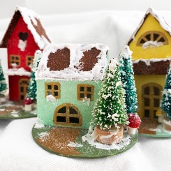 Miniature Paper Glitter Houses and Putz Village ~ An Embellishment Tutorial