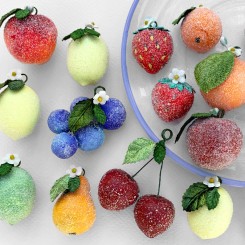Spun Cotton Crafts ~ Sugared Spun Cotton Fruit Ornaments