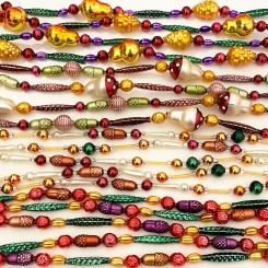 4 Woodland Glass Bead Chrismas Garland Patterns Featuring Acorn, Fruit and Mushroom Beads