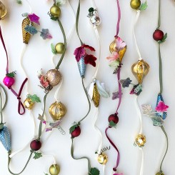 Della Robbia Glass Bead Fruit Garland with Leaves and Tendrils