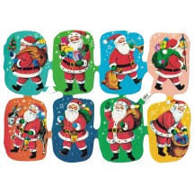 Colorful Santa with Gifts Embossed Scraps