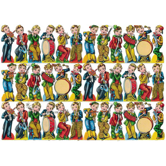 Vintage PZB Boys with Musical Instruments Scraps ~ Germany