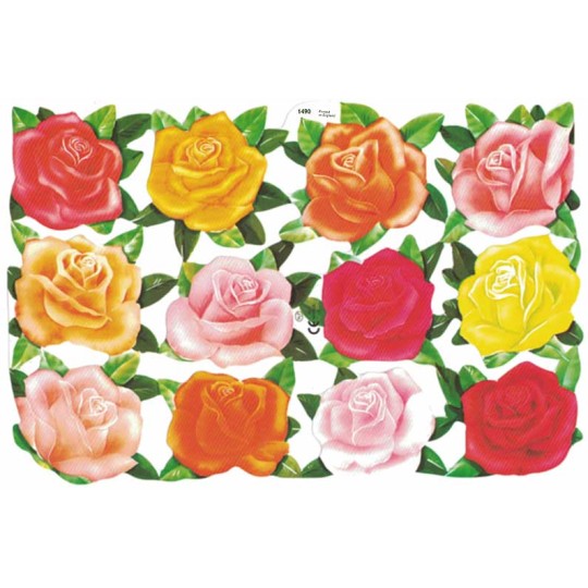 Mixed Roses Die Cut Scrap Sheet ~ MLP ~ England ~ Out of Print