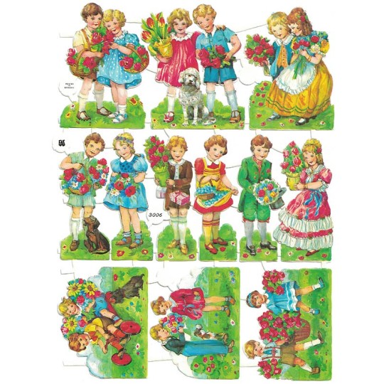 Vintage EAS Children with Flowers Scraps ~ Germany