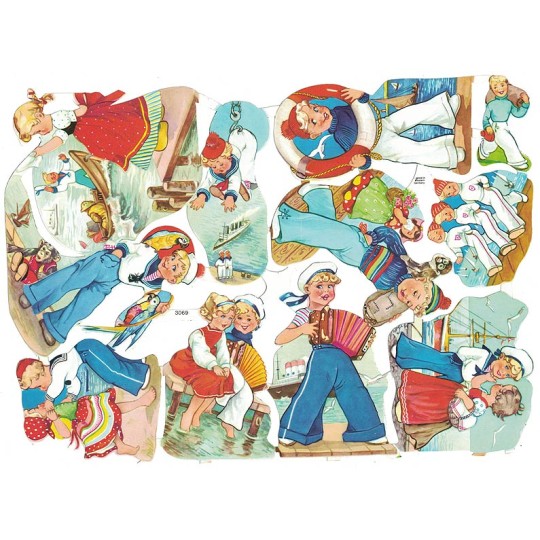 Sailor Boys and Girls Colorful Scraps ~ Vintage EAS ~ Germany