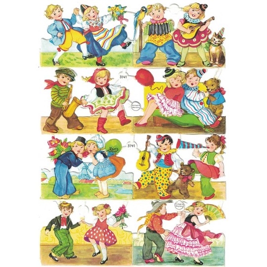 Dancing Colorful Boy and Girls Scraps ~ Vintage EAS ~ Germany