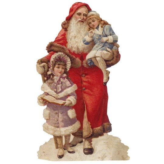 Large Santa & Victorian Girls Scrap ~ Germany ~ New for 2015