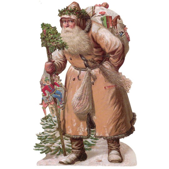 Large Brown Coat Victorian Santa Scrap ~ Germany ~ New for 2015