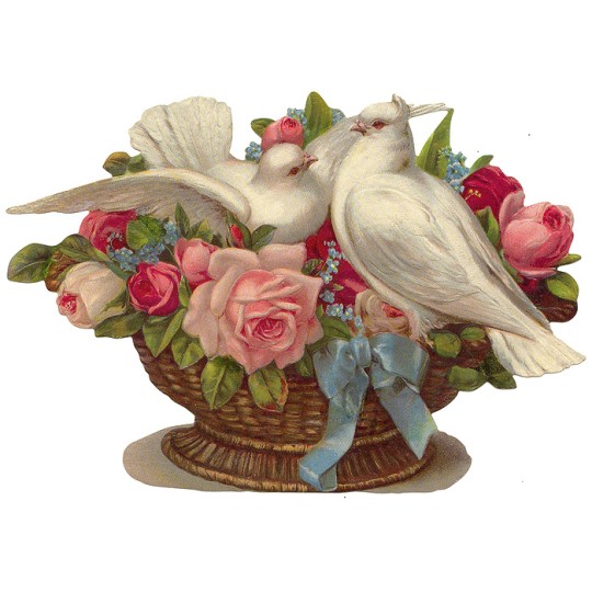 Large Doves & Rose Basket Scrap ~ Germany ~ New for 2015