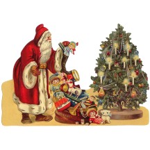 Large St. Nicholas with Toys and Tree Santa Scrap ~ Germany