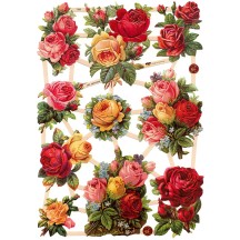 Red, Pink and Yellow Rose Bouquet Scraps ~ Germany ~ New for 2015