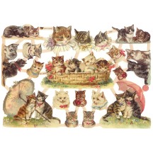 Small Fancy Cats with Bows Scraps ~ Germany