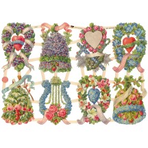 Floral Hearts and Bells Scraps ~ Germany