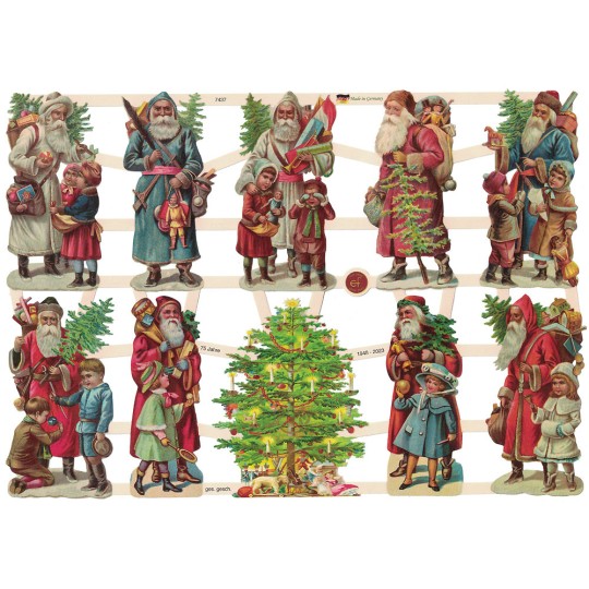 Nostalgic Santa and Tree Die-Cut Scraps for Paper Crafts