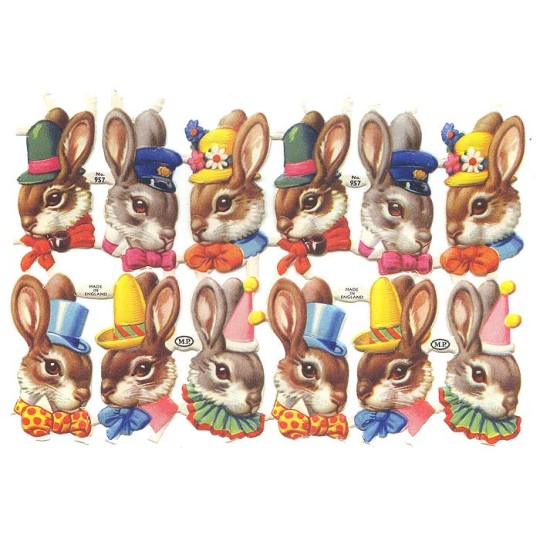 Small Dapper Easter Bunny Scraps ~ Vintage MLP ~ England