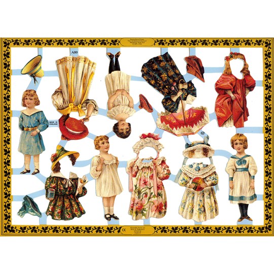 Victorian Paper Dolls Scraps ~ England ~ Large Sheet