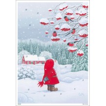 Santa with Robins Paper Advent Calendar ~ 8-1/4" x 11-5/8" 