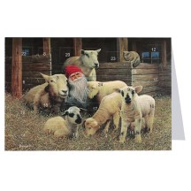 Tomte Gnome with Sheep Advent Calendar Card from Sweden ~ ﻿6-3/4" x 4-1/2"