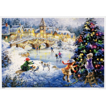 Christmas Ice Skating Paper Advent Calendar ~ 8-1/4" x 11-3/4"