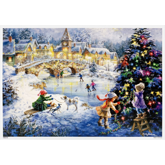 Christmas Ice Skating Paper Advent Calendar ~ 8-1/4" x 11-3/4"