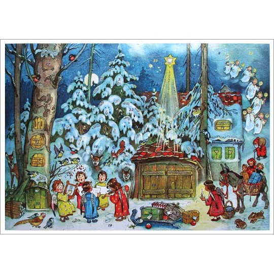 Snowy Singing Angels Advent Calendar ~ 11-5/8" x 8-1/4"