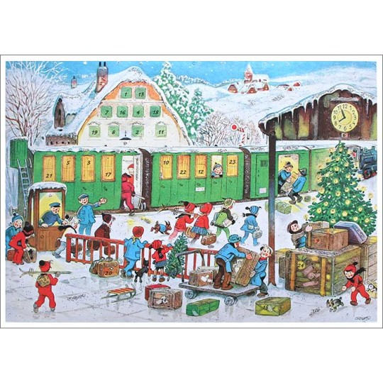 Christmas Train Station Advent Calendar ~ 11-5/8" x 8-1/4"
