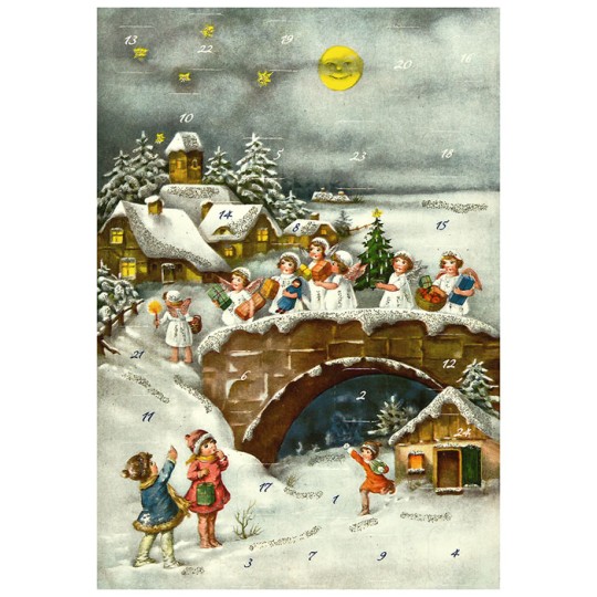 Snowy Angels' Arrival Advent Calendar ~ 11-5/8" x 8-1/4"