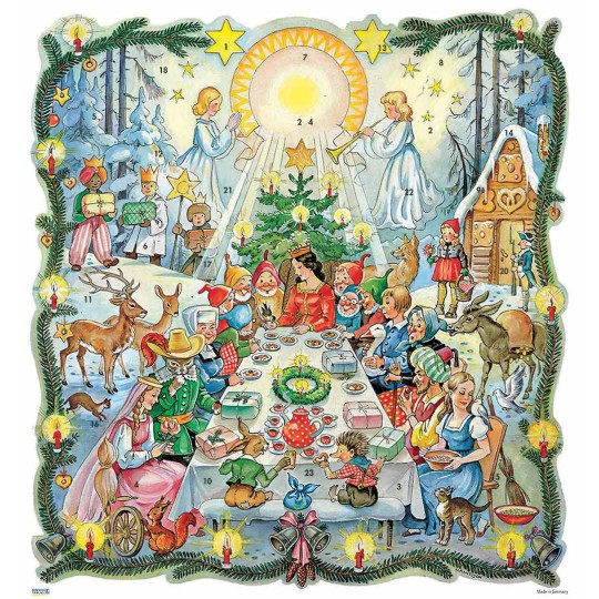 Beautiful Fairytale Banquet Square Advent Calendar ~ Germany ~ 11-3/4" x 11"